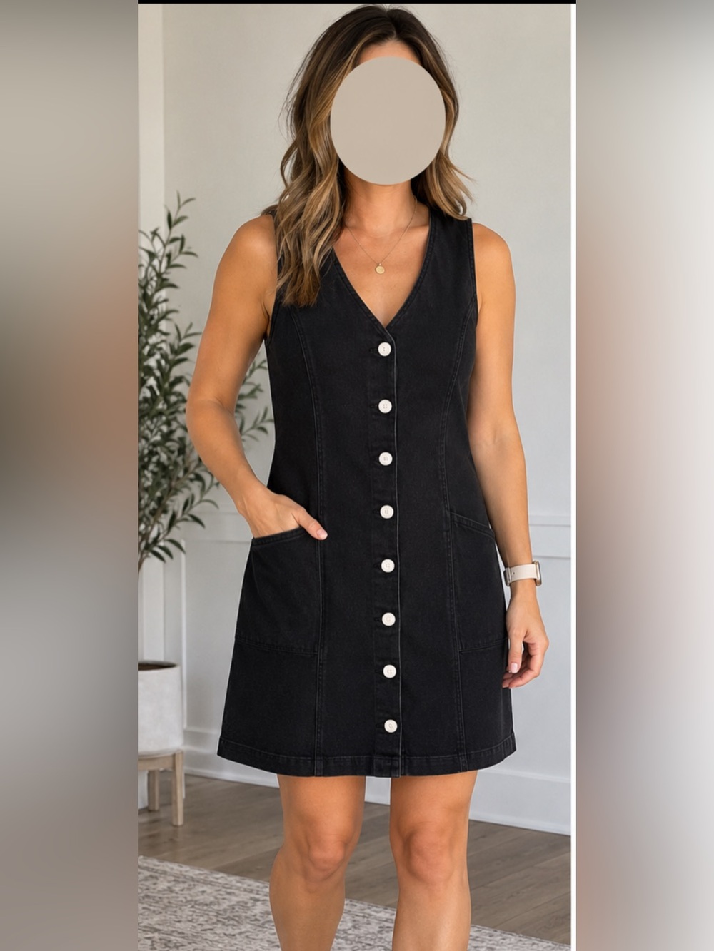 Levi's denim Black Sleeveless Button-Front Dress